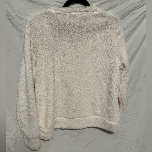 Sz XL Cream Sherpa Christmas Holiday Glitter Candy Canes - Picture 3 of 6